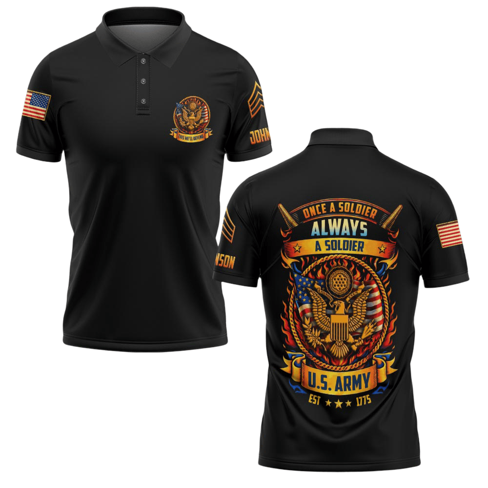 Premium Army Custom Polo Shirt VPVC219135, Gifts For Army Veteran, Gifts For Father’s Day, Veterans Day