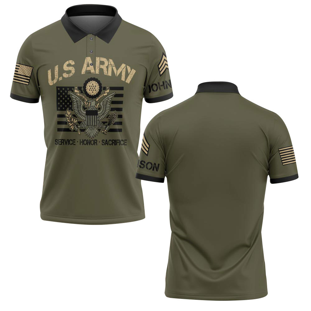 Premium Army Custom Polo Shirt VPVC219136, Gifts For Army Veteran, Gifts For Father’s Day, Veterans Day