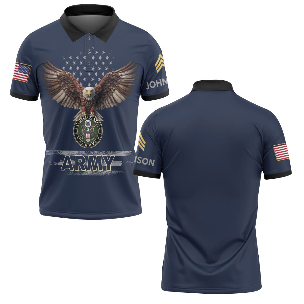 Premium Army Custom Polo Shirt VPVC219137, Gifts For Army Veteran, Gifts For Father’s Day, Veterans Day