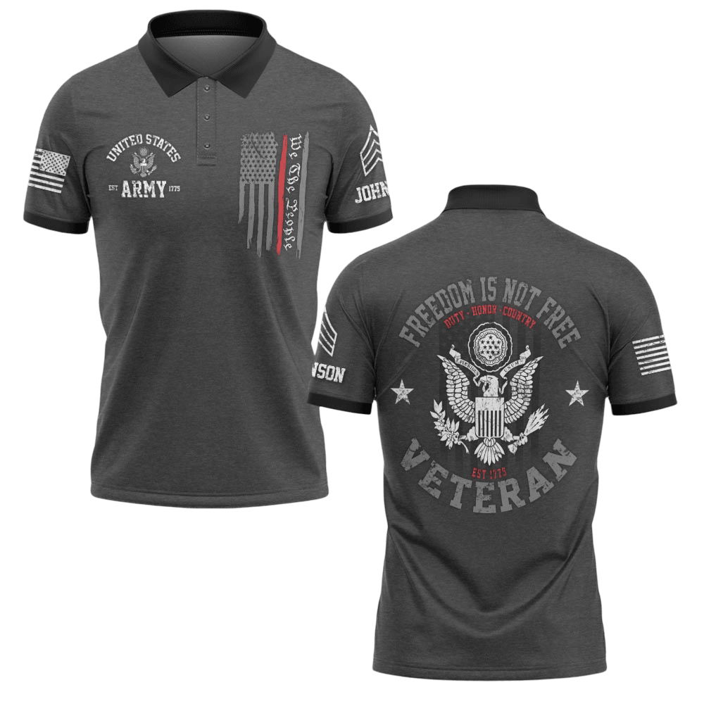 Premium Army Custom Polo Shirt VPVC219141, Gifts For Army Veteran, Gifts For Father’s Day, Veterans Day