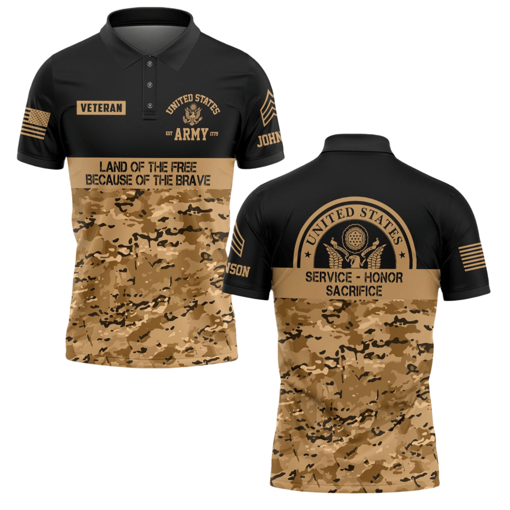 Premium Army Custom Polo Shirt VPVC219143, Gifts For Army Veteran, Gifts For Father’s Day, Veterans Day