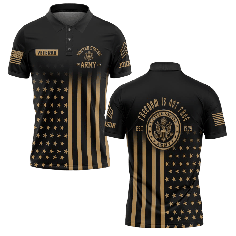 Premium Army Custom Polo Shirt VPVC219144, Gifts For Army Veteran, Gifts For Father’s Day, Veterans Day