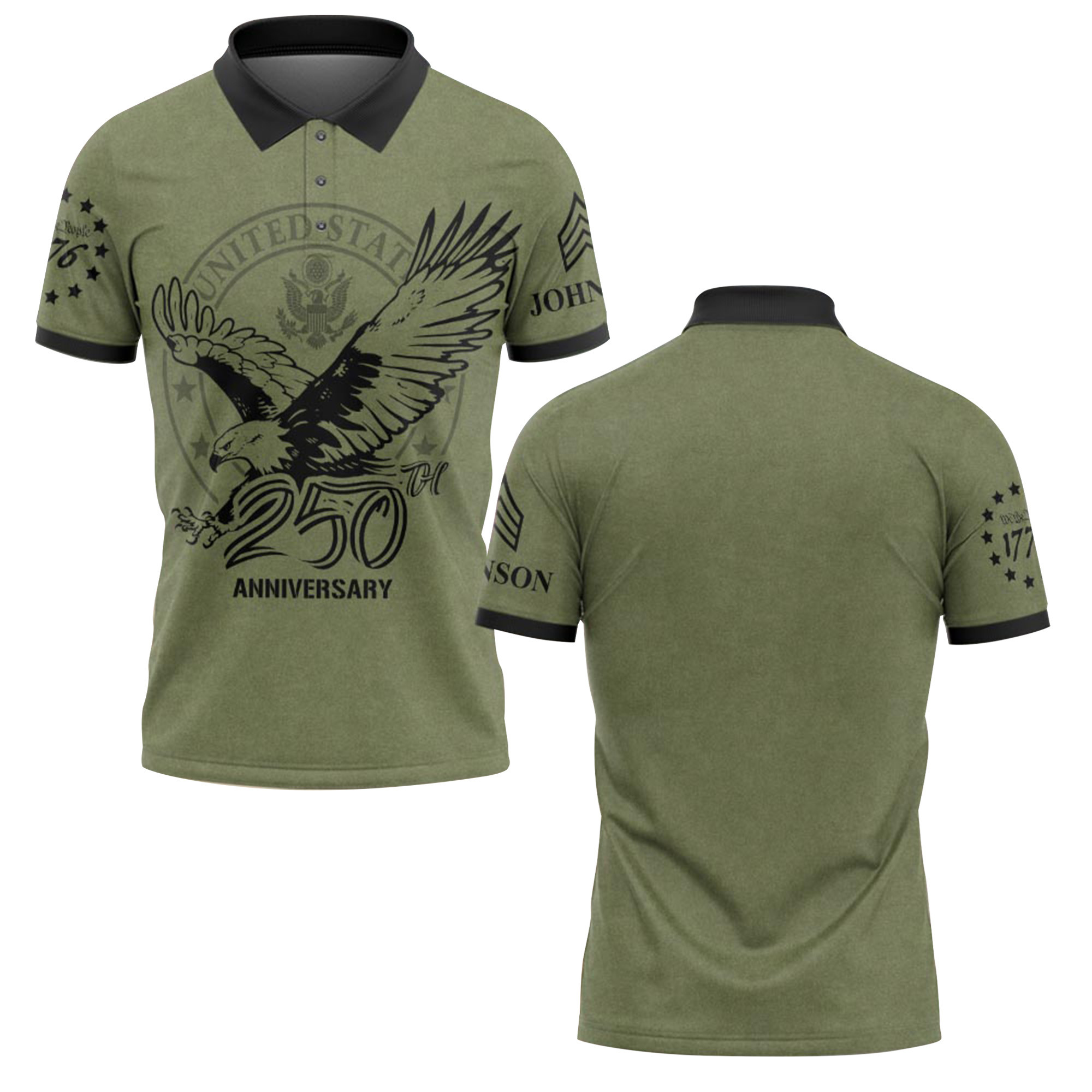 Premium America 250th Anniversary Custom Polo Shirt VPVC219146, Gifts For Army Veteran, Gifts For Father’s Day, Independence Day, Veterans Day