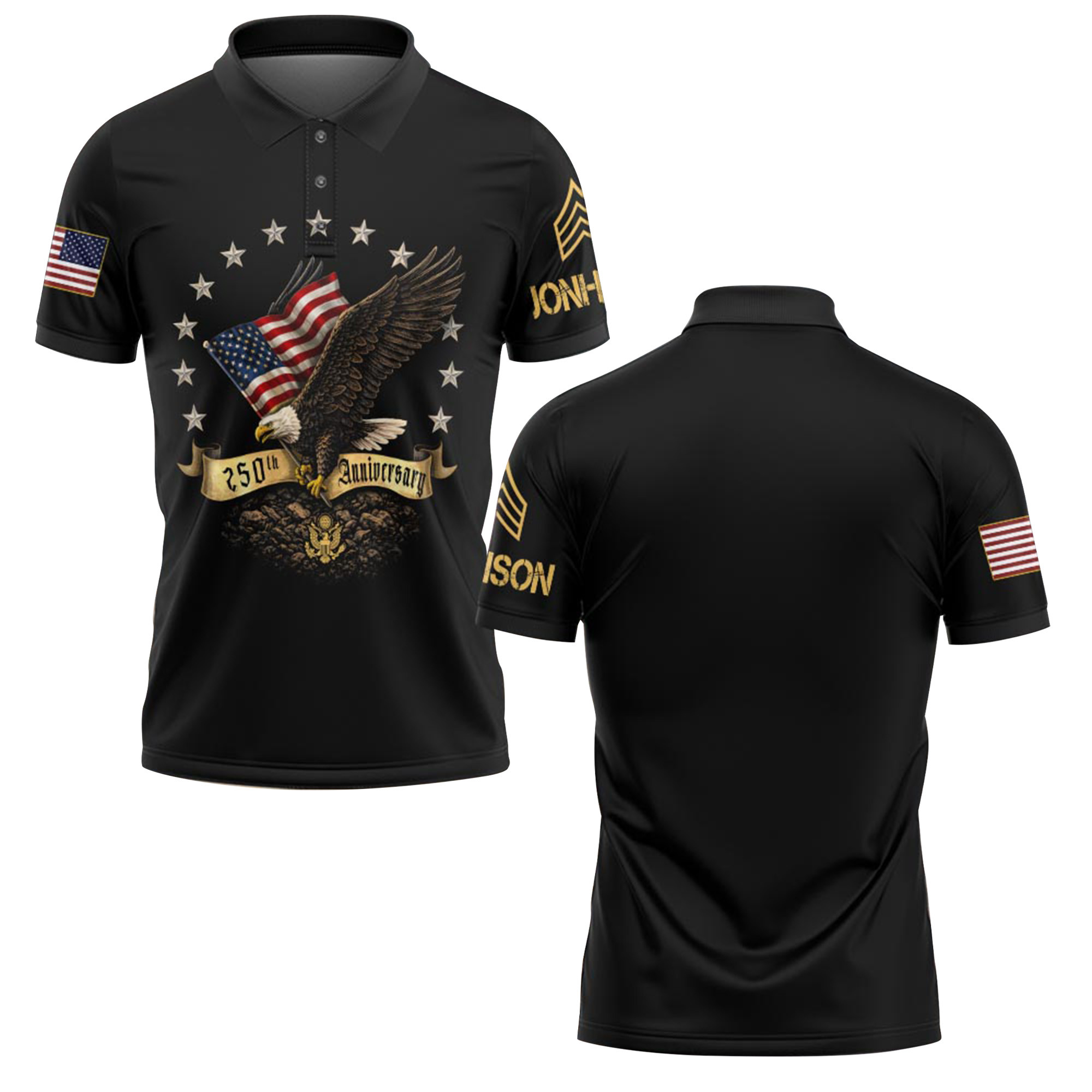 Premium America 250th Anniversary Custom Polo Shirt VPVC219149, Gifts For Army Veteran, Gifts For Father’s Day, Independence Day, Veterans Day