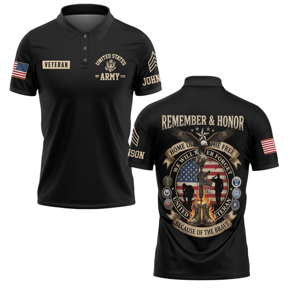 Premium America 250th Anniversary Custom Polo Shirt VPVC219156, Gifts For Army Veteran, Gifts For Father’s Day, Independence Day, Veterans Day