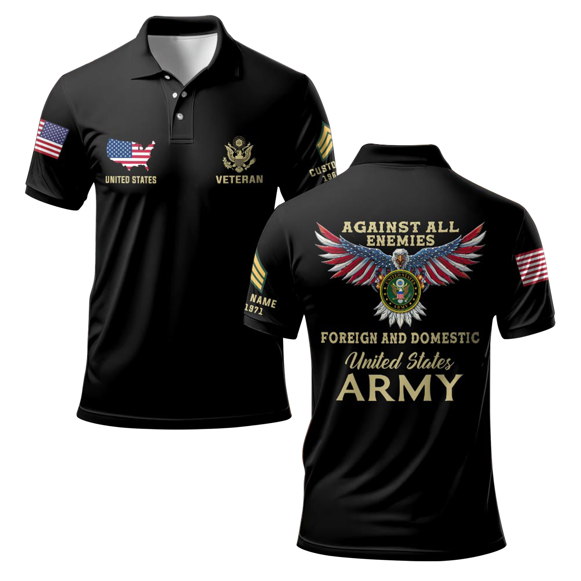 Premium Custom US Army Polo Shirt VPVC219165, Gifts For Army Veteran, Gifts For Father’s Day, Veterans Day