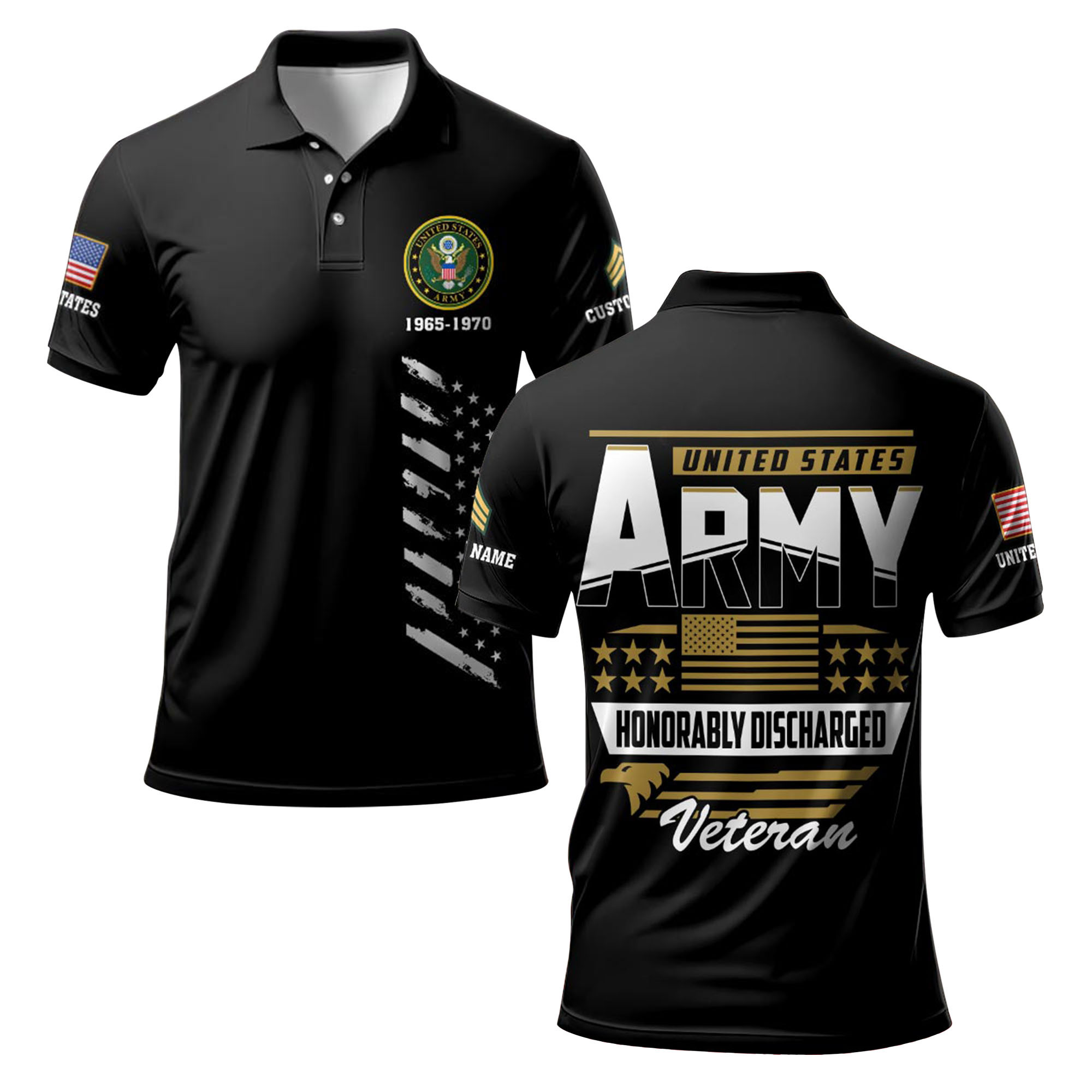Premium Honorably Discharged Custom US Army Polo Shirt VPVC219169, Gifts For Army Veteran, Gifts For Father’s Day, Veterans Day