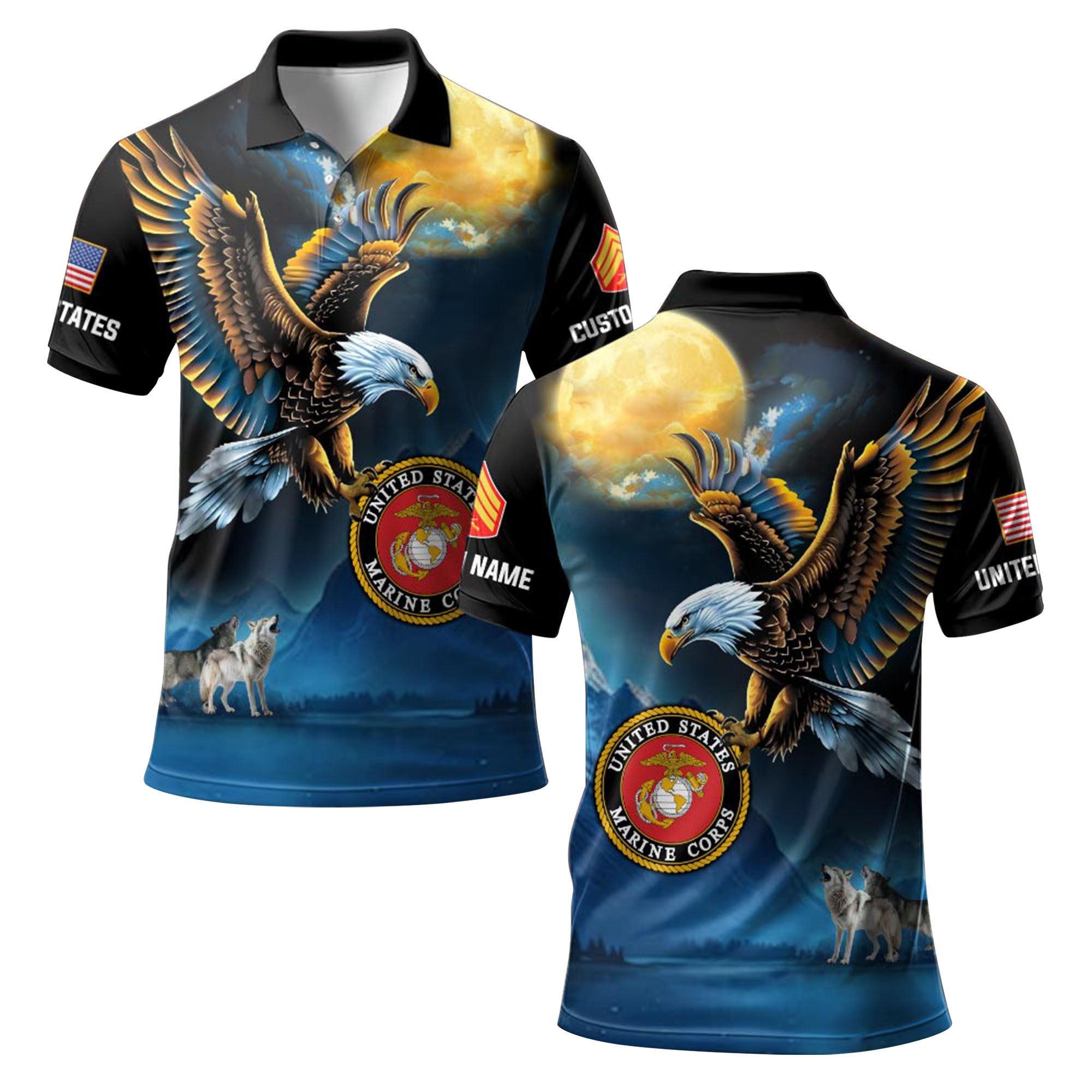Premium Custom USMC Polo Shirt VPVC219171, Gifts For Marine Veteran, Gifts For Father’s Day, Veterans Day