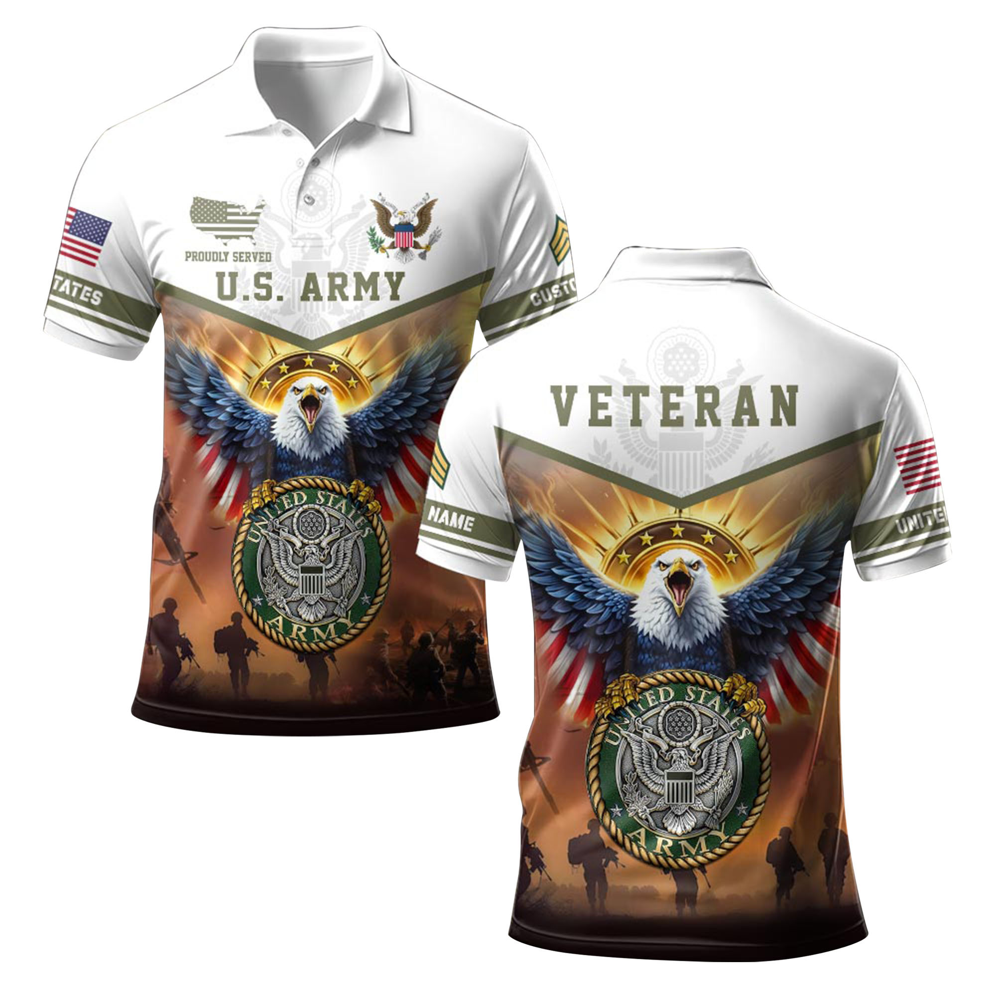 Premium Custom US Army Polo Shirt VPVC219172, Gifts For Army Veteran, Gifts For Father’s Day, Veterans Day