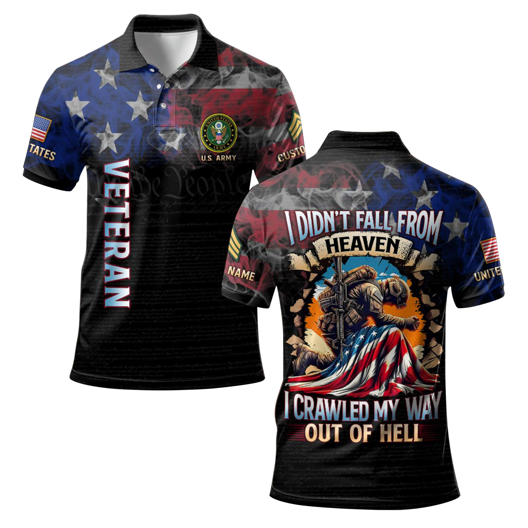 Premium I Didn’t Fall From Heaven, Custom US Army Polo Shirt VPVC219173, Gifts For Army Veteran, Gifts For Father’s Day, Veterans Day