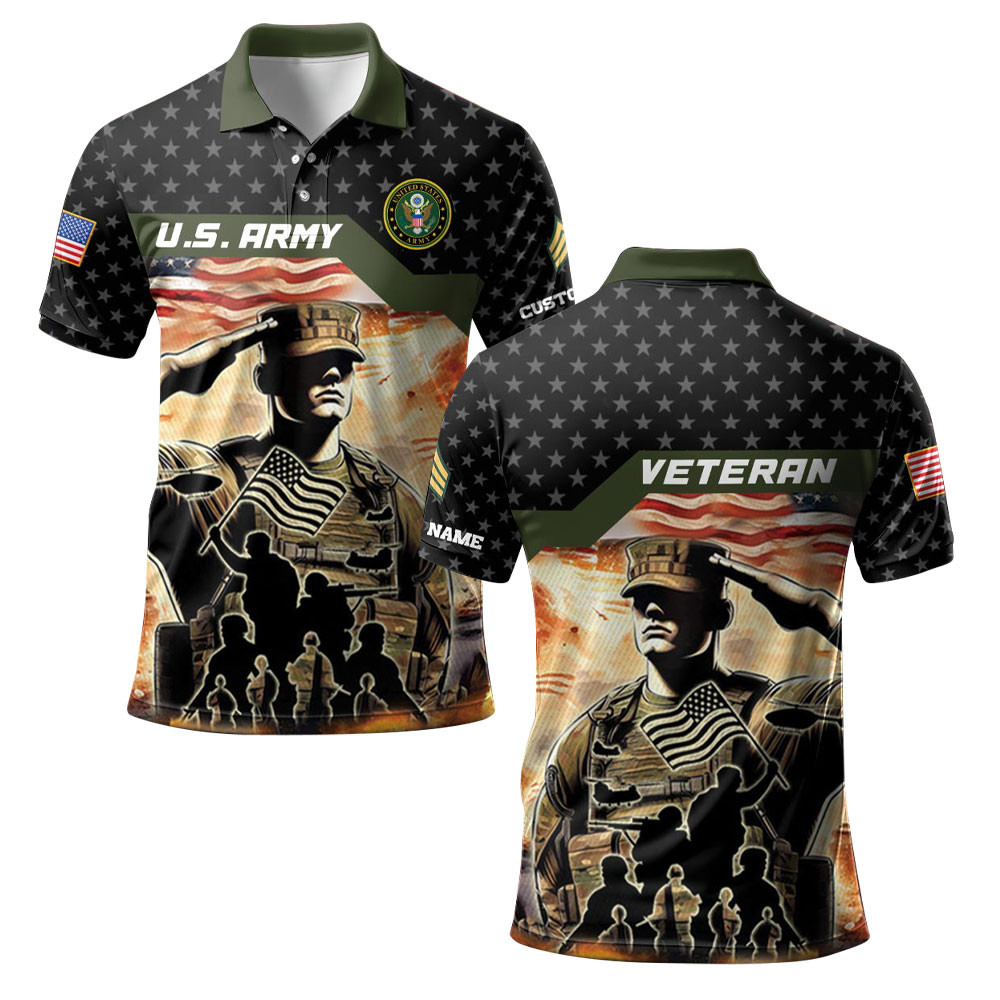 Premium Custom US Army Polo Shirt VPVC219178, Gifts For Army Veteran, Gifts For Memorial Day, Veterans Day