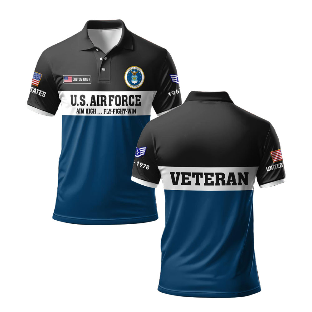Premium Custom USAF Polo Shirt VPVC219179, Gifts For Air Force Veteran, Gifts For Memorial Day, Veterans Day