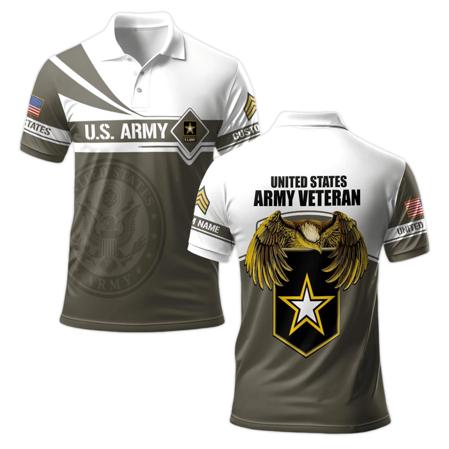 Premium Custom US Army Polo Shirt VPVC219180, Gifts For Army Veteran, Gifts For Memorial Day, Veterans Day