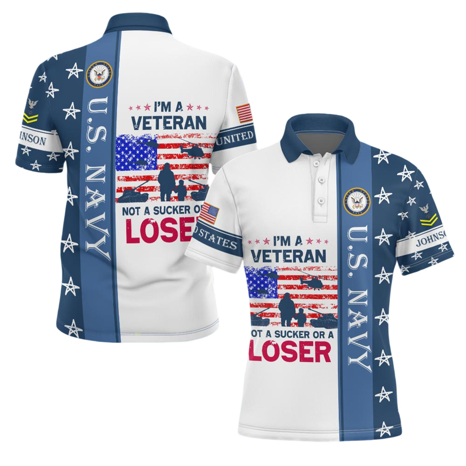 Premium Custom Navy Polo Shirt VPVC219184, Gifts For Navy Veteran, Gifts For Father’s Day, Veterans Day