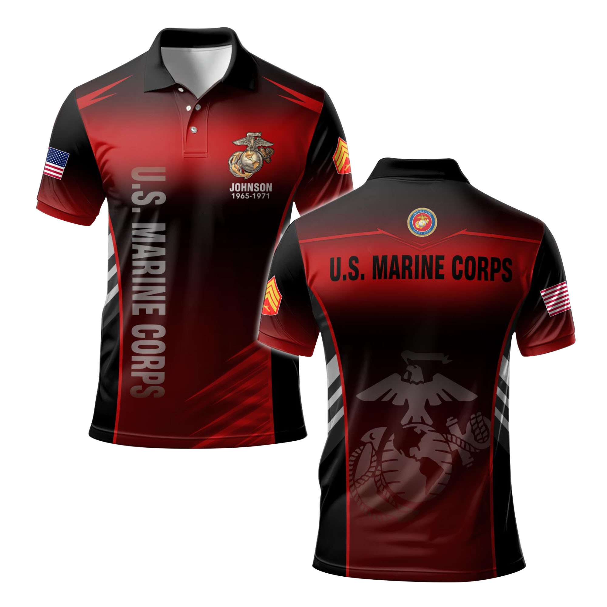 Premium Custom USMC Polo Shirt VPVC219185, Gifts For Marine Veteran, Gifts For Father’s Day, Veterans Day