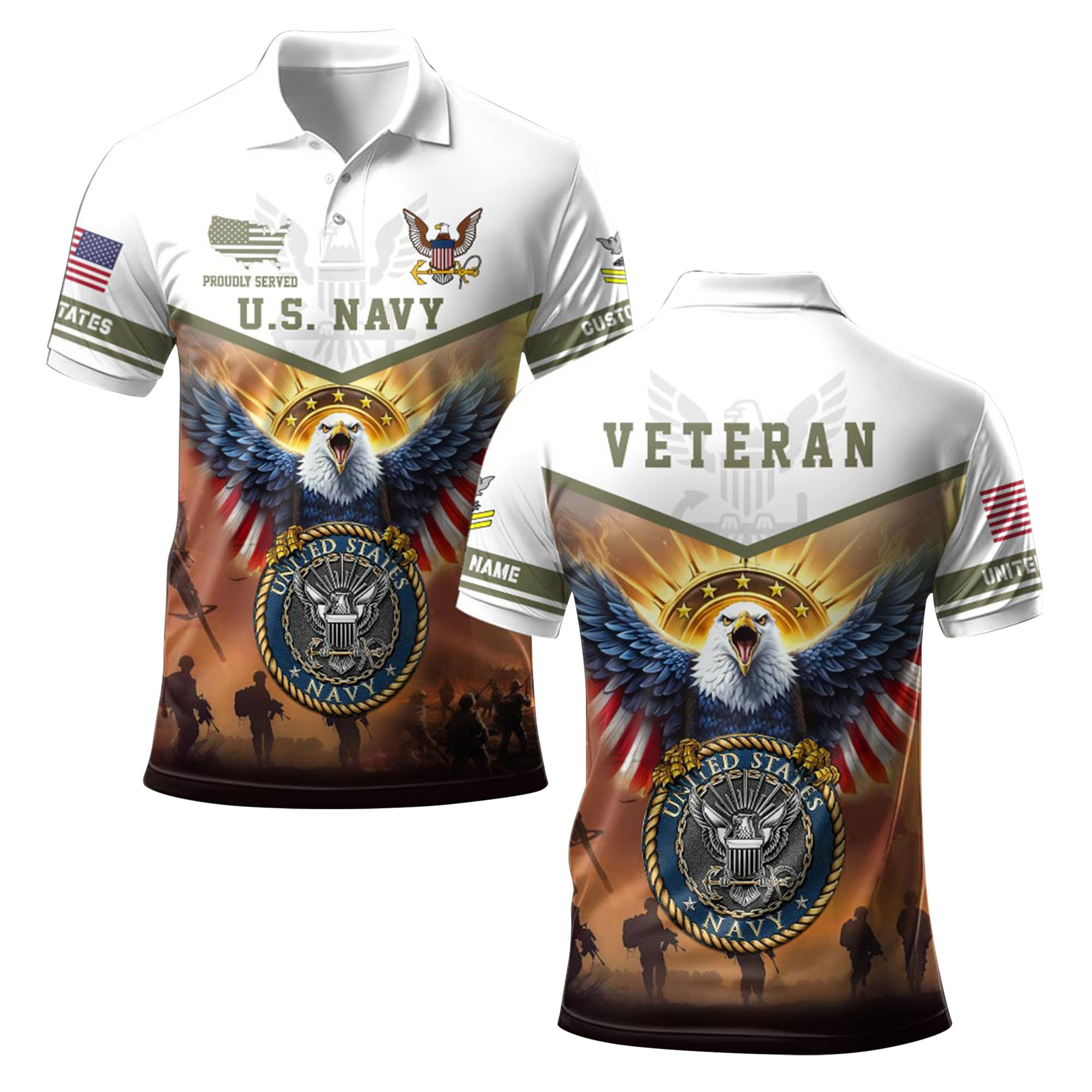 Premium Custom US Navy Polo Shirt VPVC219187, Gifts For Navy Veteran, Gifts For Father’s Day, Veterans Day