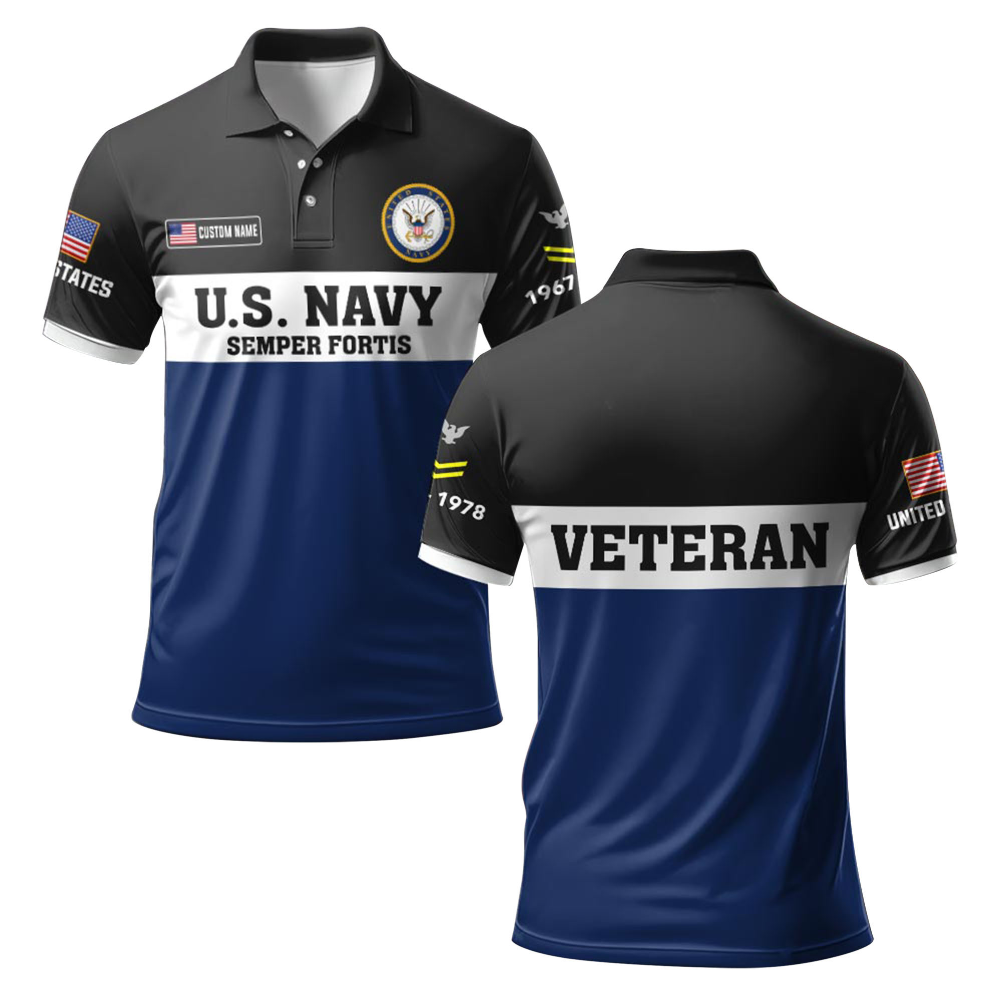 Premium Custom US Navy Polo Shirt VPVC219188, Gifts For Navy Veteran, Gifts For Father’s Day, Veterans Day