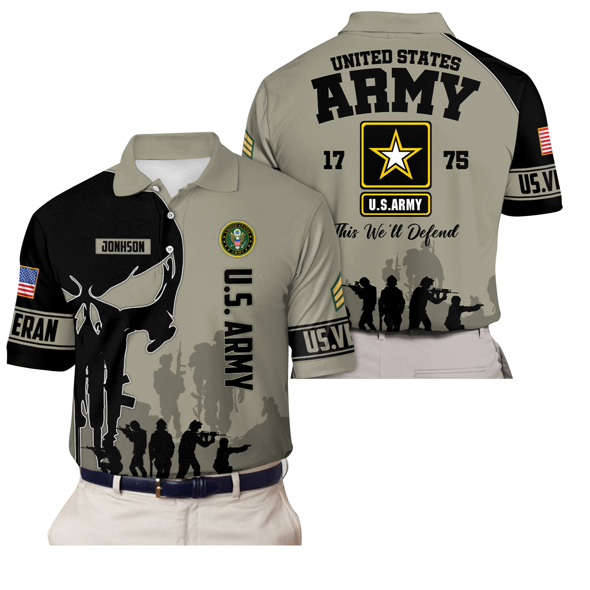 Premium Custom US Army Polo Shirt VPVC219189, Gifts For Army Veteran, Gifts For Father’s Day, Veterans Day
