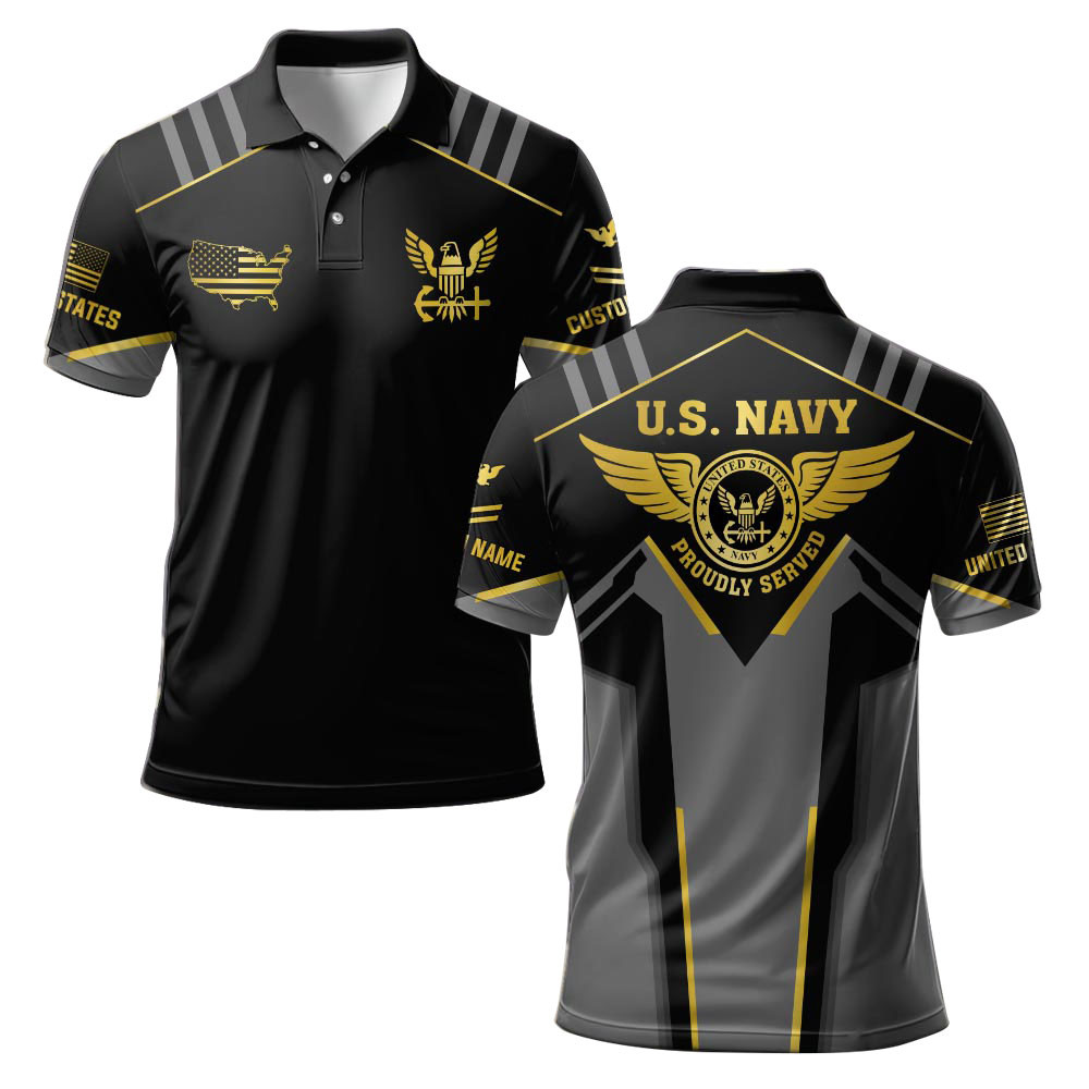 Premium Custom US Navy Polo Shirt VPVC219191, Gifts For Navy Veteran, Gifts For Father’s Day, Veterans Day
