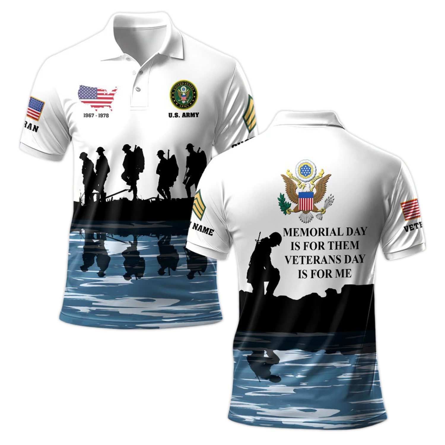 Premium Custom US Army Polo Shirt VPVC219198, Gifts For Army Veteran, Gifts For Memorial Day, Veterans Day