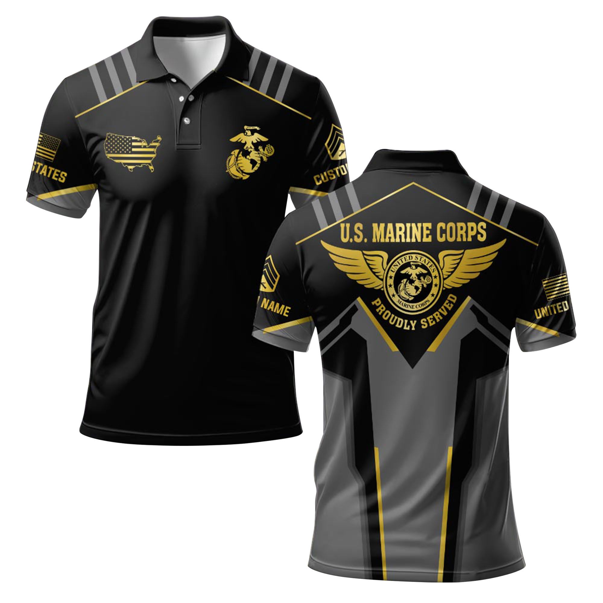 Premium Custom USMC Polo Shirt VPVC219201, Gifts For Marine Veteran, Gifts For Father’s Day, Veterans Day