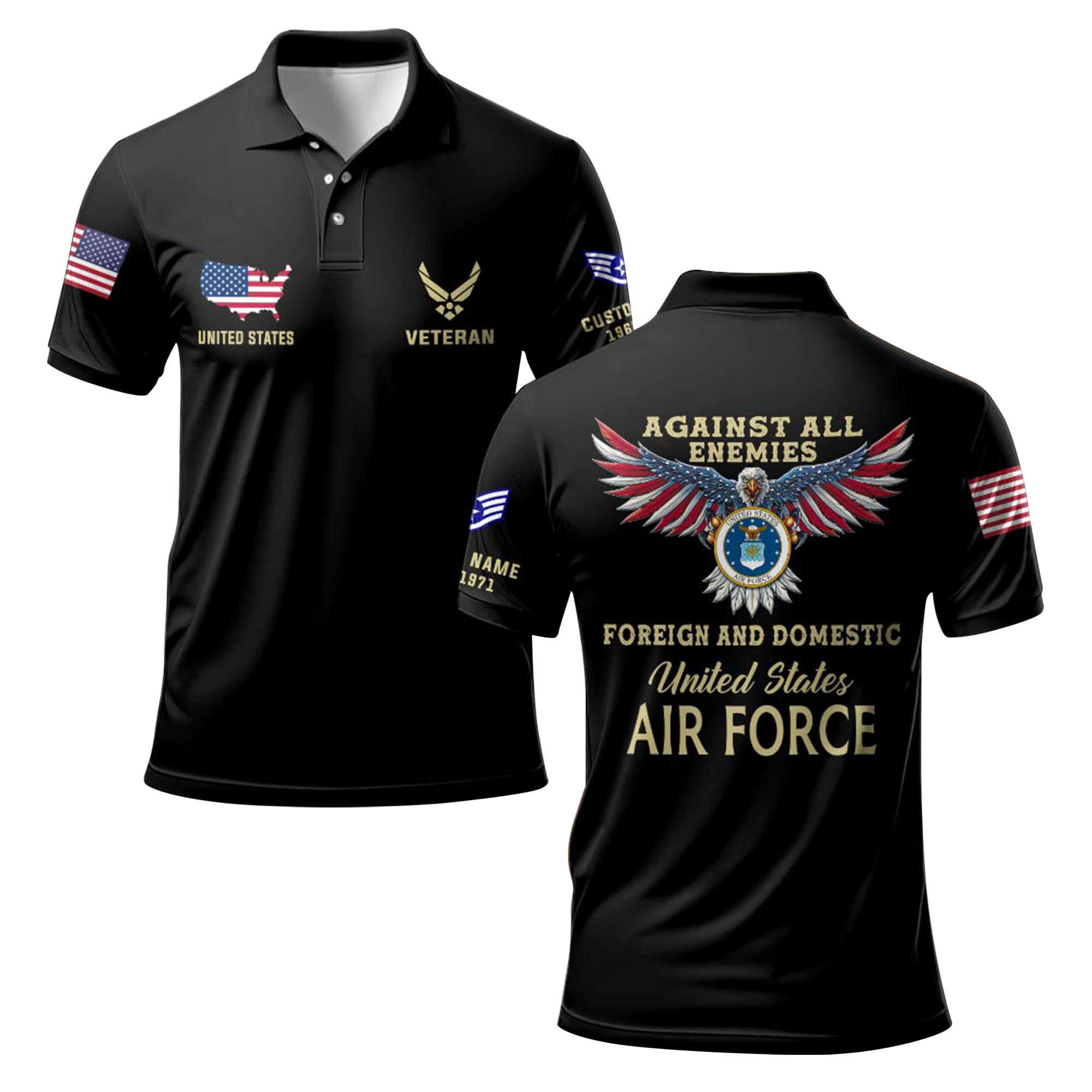 Premium Against All Enemies Foreign And Domestic USAF Polo Shirt VPVC219205, Gifts For Air Force Veteran, Gifts For Veterans Day