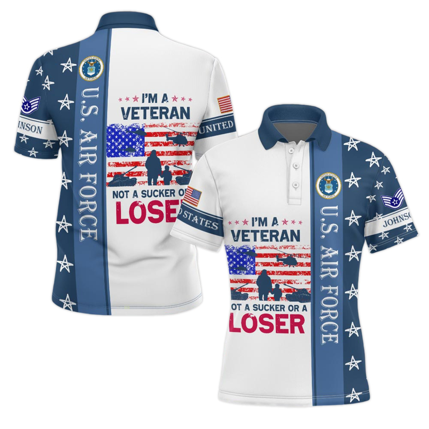 Premium Custom USAF Polo Shirt VPVC219209, Gifts For Air Force Veteran, Gifts For Father’s Day, Veterans Day