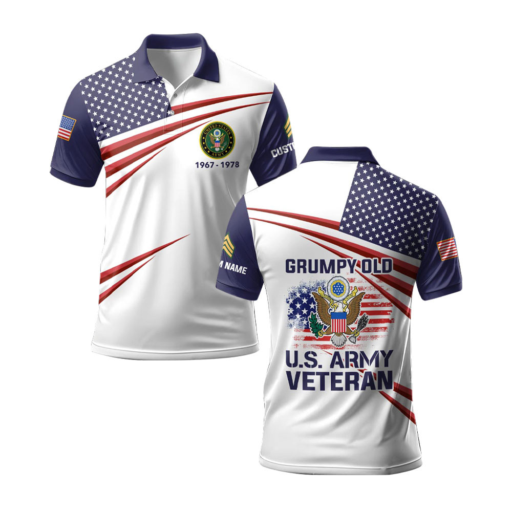 Premium Grumpy Old US Army Veteran US Polo Shirt VPVC219215, Gifts For Army Veteran, Gifts For Father’s Day, Veterans Day