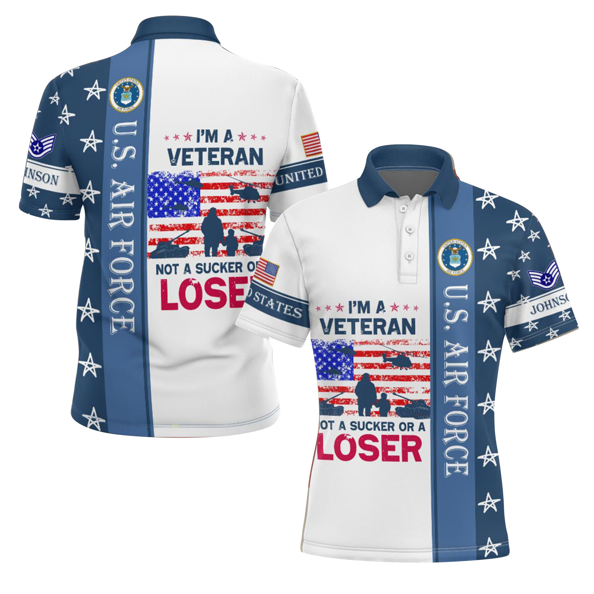 Premium Custom USAF Polo Shirt VPVC219219, Gifts For Air Force Veteran, Gifts For Father’s Day, Veterans Day