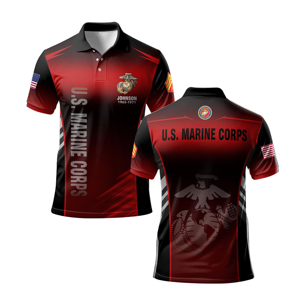 Premium Custom USMC Polo Shirt VPVC219222, Gifts For Marine Veteran, Gifts For Father’s Day, Veterans Day