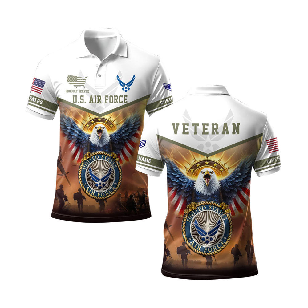 Premium Custom USAF Polo Shirt VPVC219224, Gifts For Air Force Veteran, Gifts For Father’s Day, Veterans Day