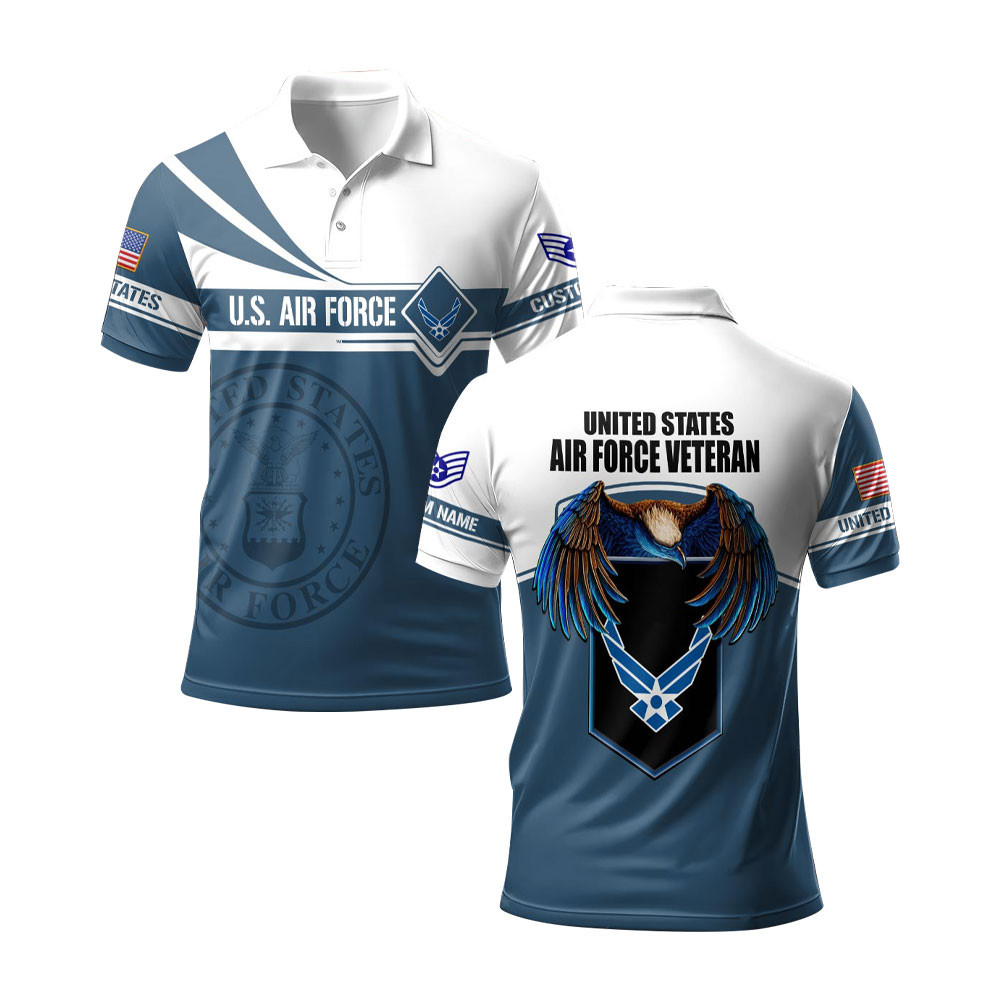 Premium Custom USAF Polo Shirt VPVC219225, Gifts For Air Force Veteran, Gifts For Father’s Day, Veterans Day