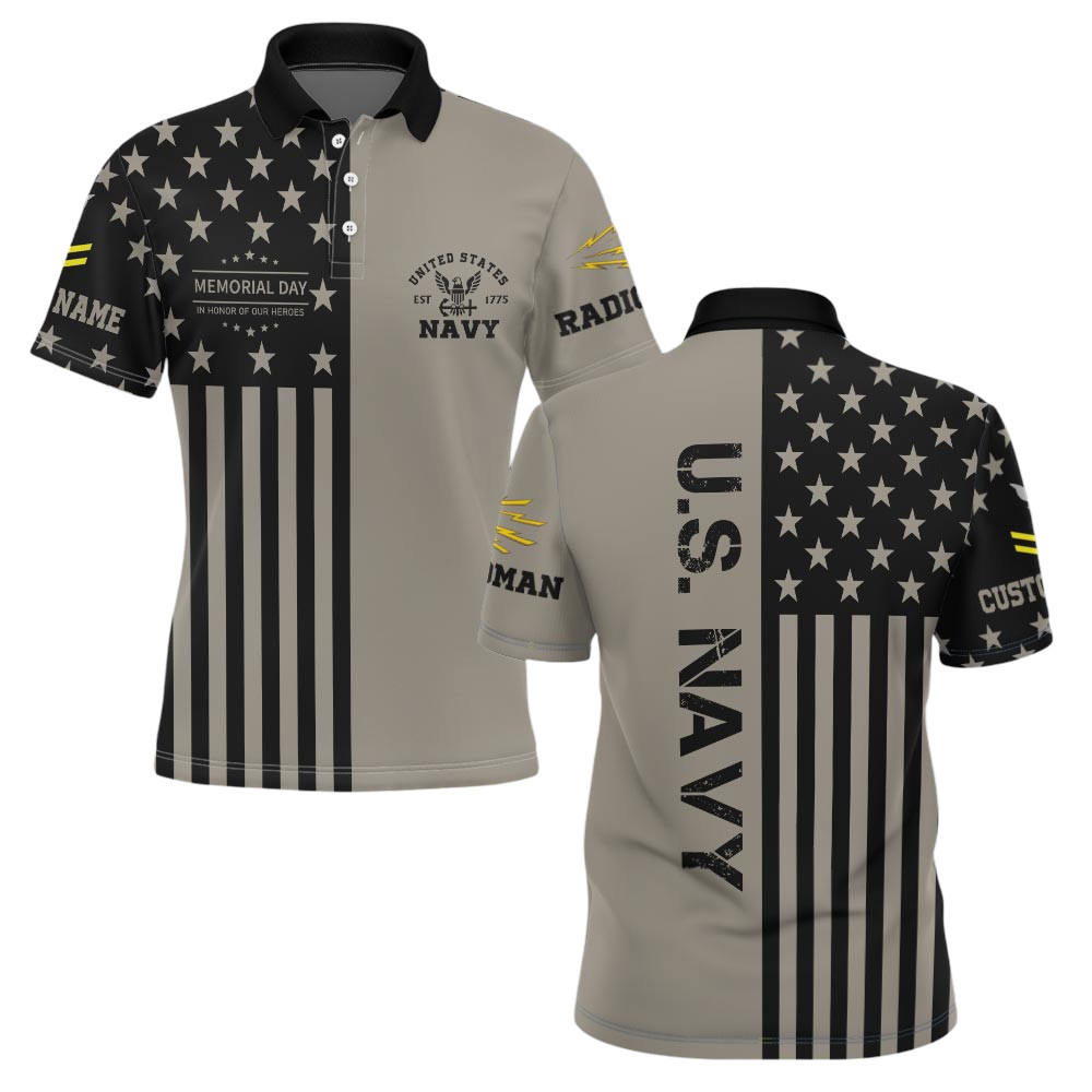 Premium Custom US Navy Polo Shirt VPVC219229, Gifts For Navy Veteran, Gifts For Memorial Day, Veterans Day