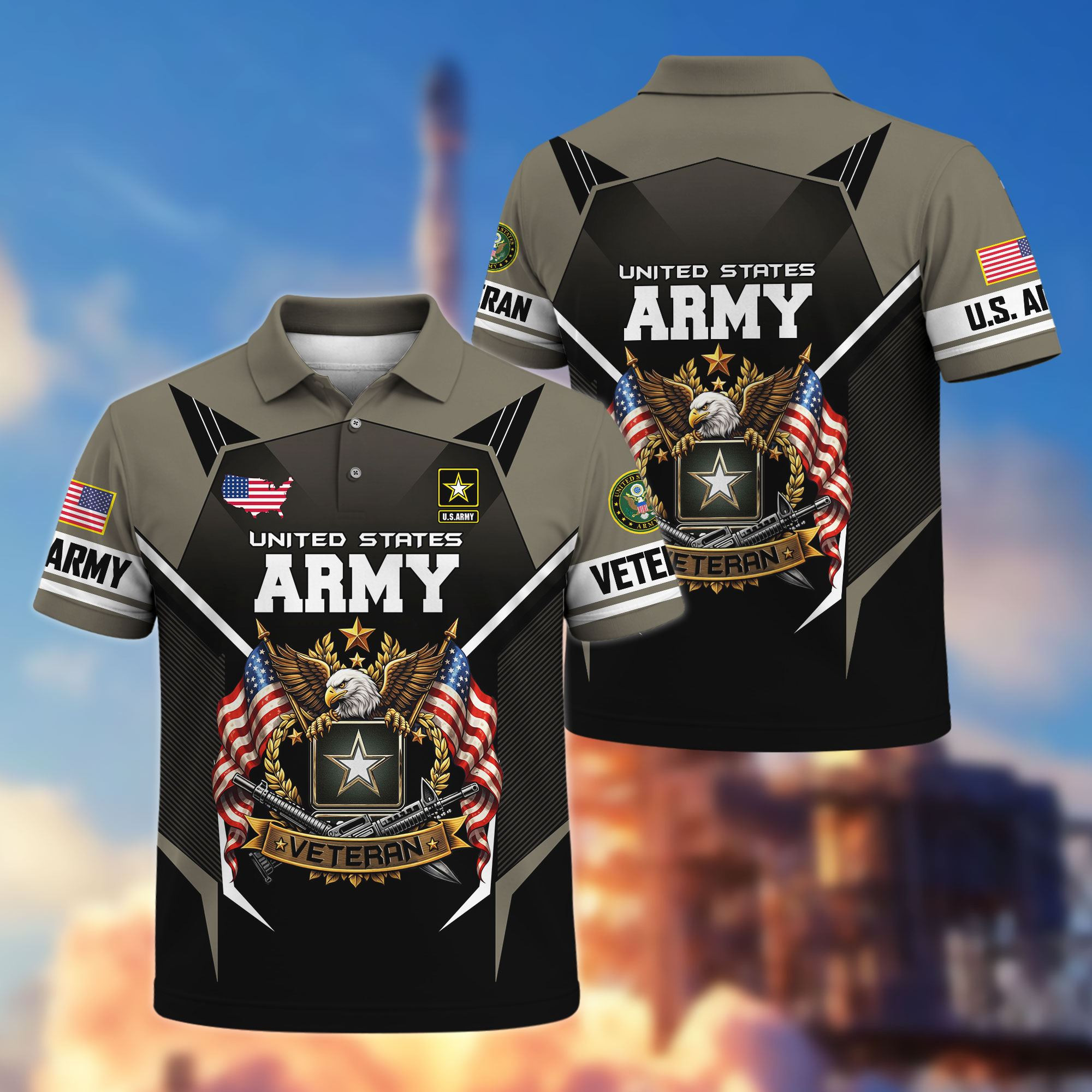 Premium US Veterans Polo Shirt ATTN260321, Gifts For US Veterans, Gifts On Father’s Day, Veterans Day