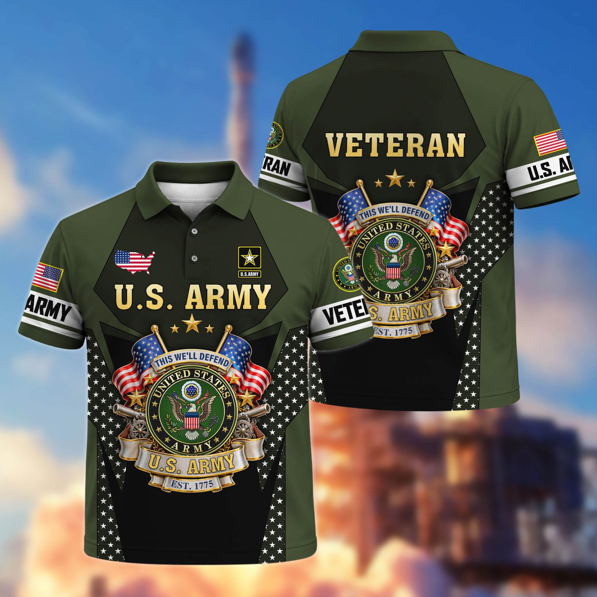 Premium US Veterans Polo Shirt ATTN310321, Gifts For US Veterans, Gifts On Father’s Day, Veterans Day