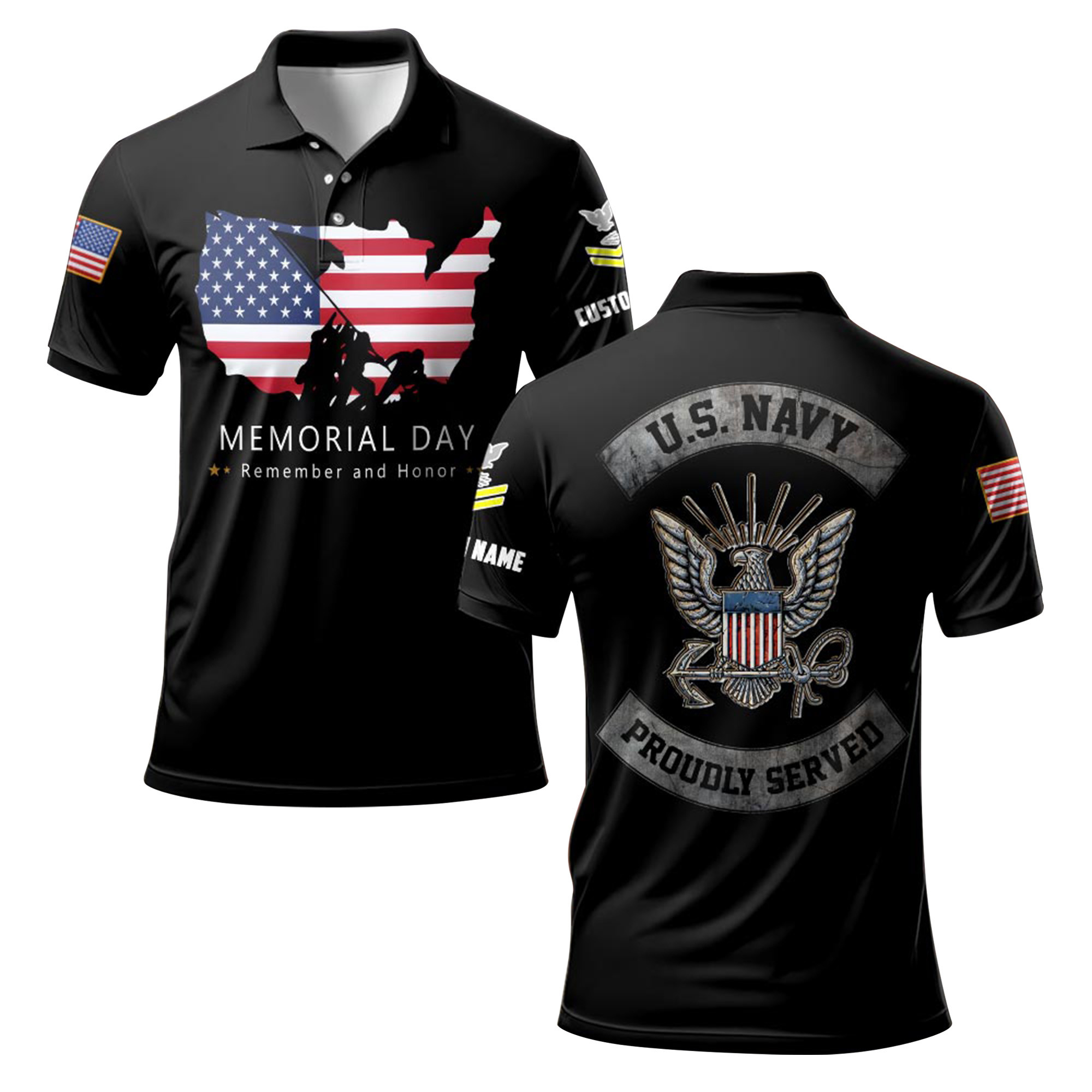 Premium Custom Memorial Day Remember And Honor US Navy Polo Shirt VPVC219232, Gifts For Navy Veteran, Gifts For Memorial Day, Veterans Day