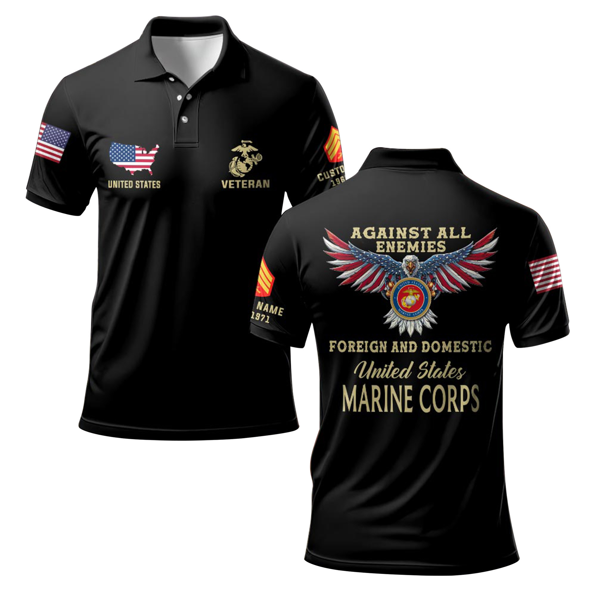 Premium Against All Enemies Foreign And Domestic USMC Polo Shirt VPVC219233, Gifts For Marine Veteran, Gifts For Veterans Day