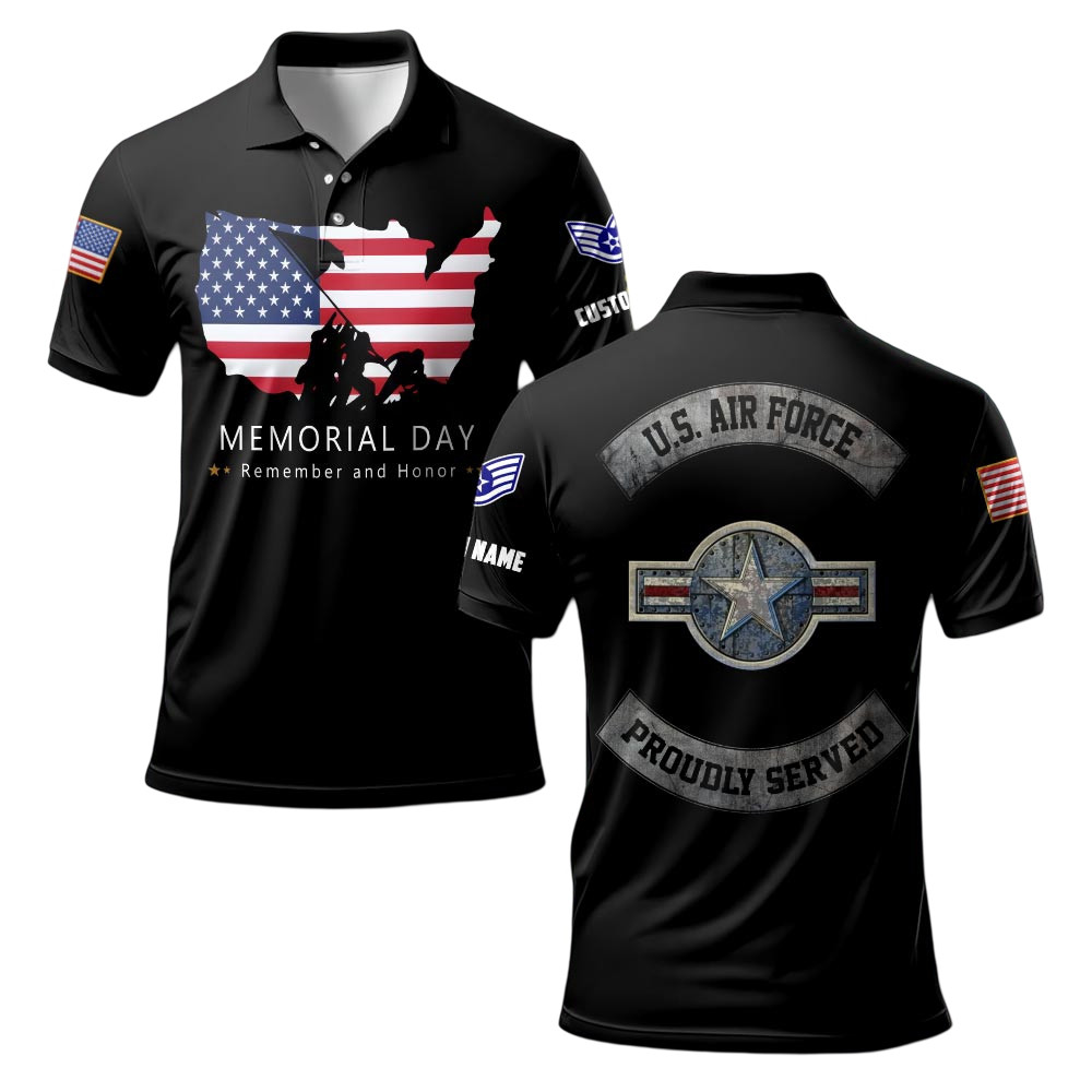 Premium Memorial Day Remember And Honor Custom USAF Polo Shirt VPVC219240, Gifts For Air Force Veteran, Gifts For Veterans Day