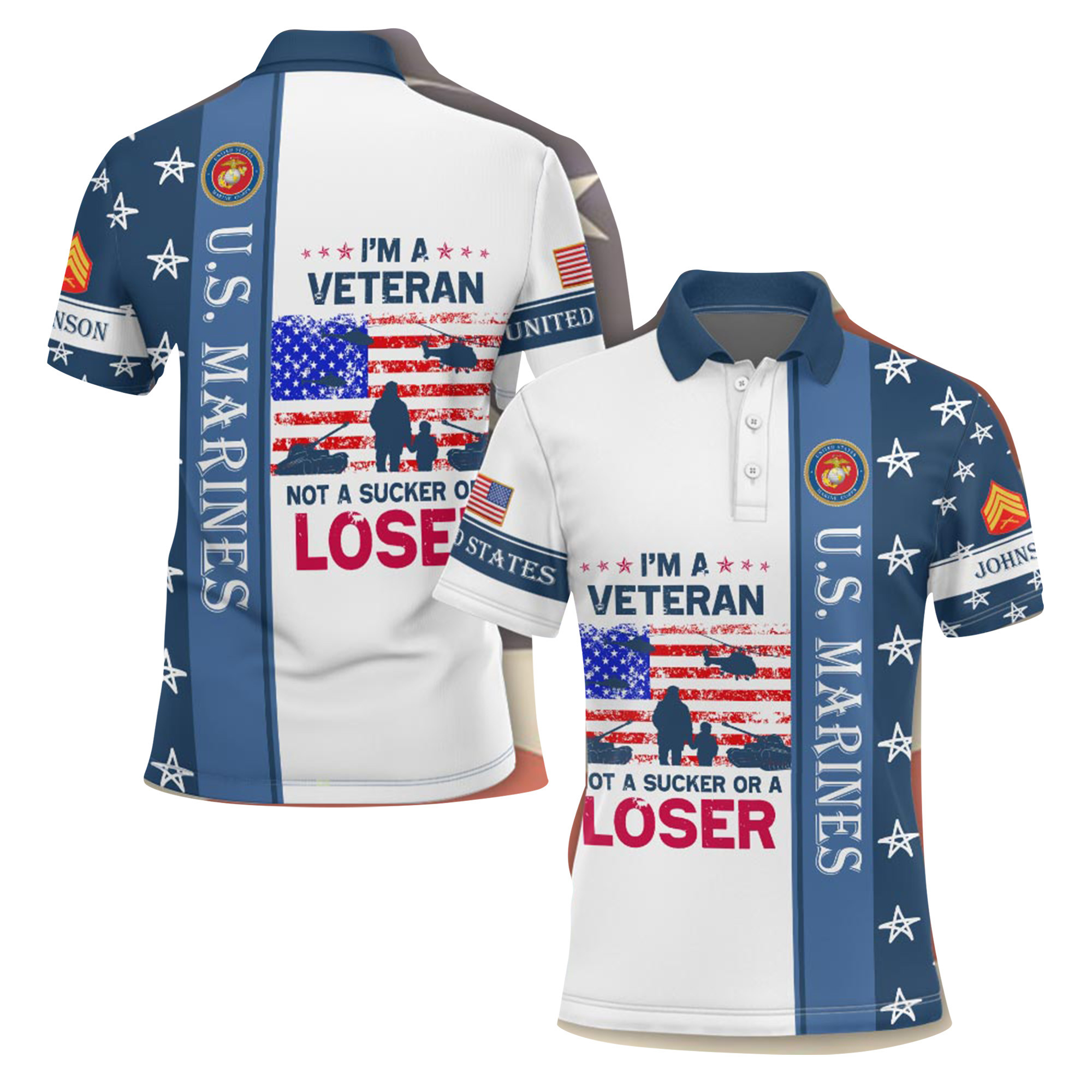 Premium Custom USMC Polo Shirt VPVC219245, Gifts For Marine Veteran, Gifts For Veterans Day