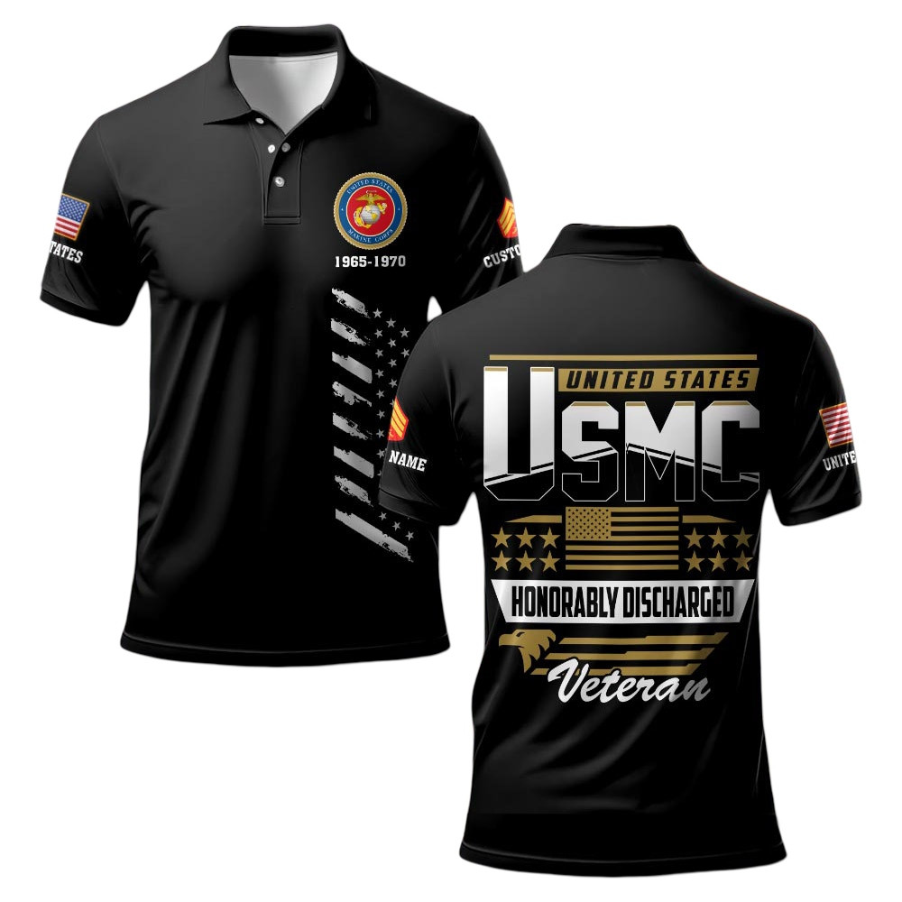 Premium Custom USMC Polo Shirt VPVC219253, Gifts For Marine Veteran, Gifts For Veterans Day