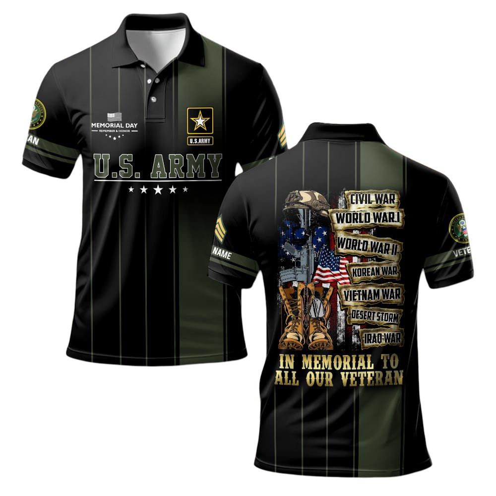 Premium Custom US Army Polo Shirt VPVC219254, Gifts For Army Veteran, Gifts For Memorial Day, Veterans Day