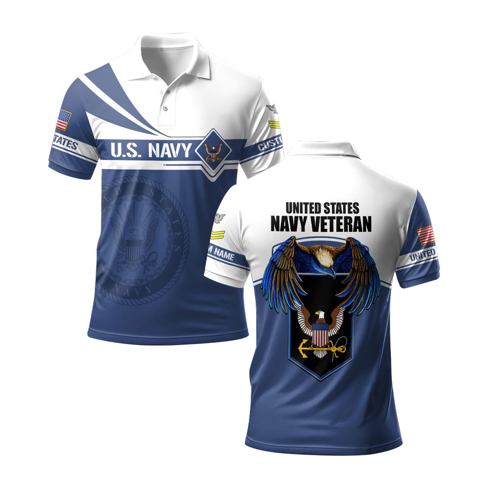 Premium Custom US Navy Polo Shirt VPVC219259, Gifts For Navy Veteran, Gifts For Veterans Day