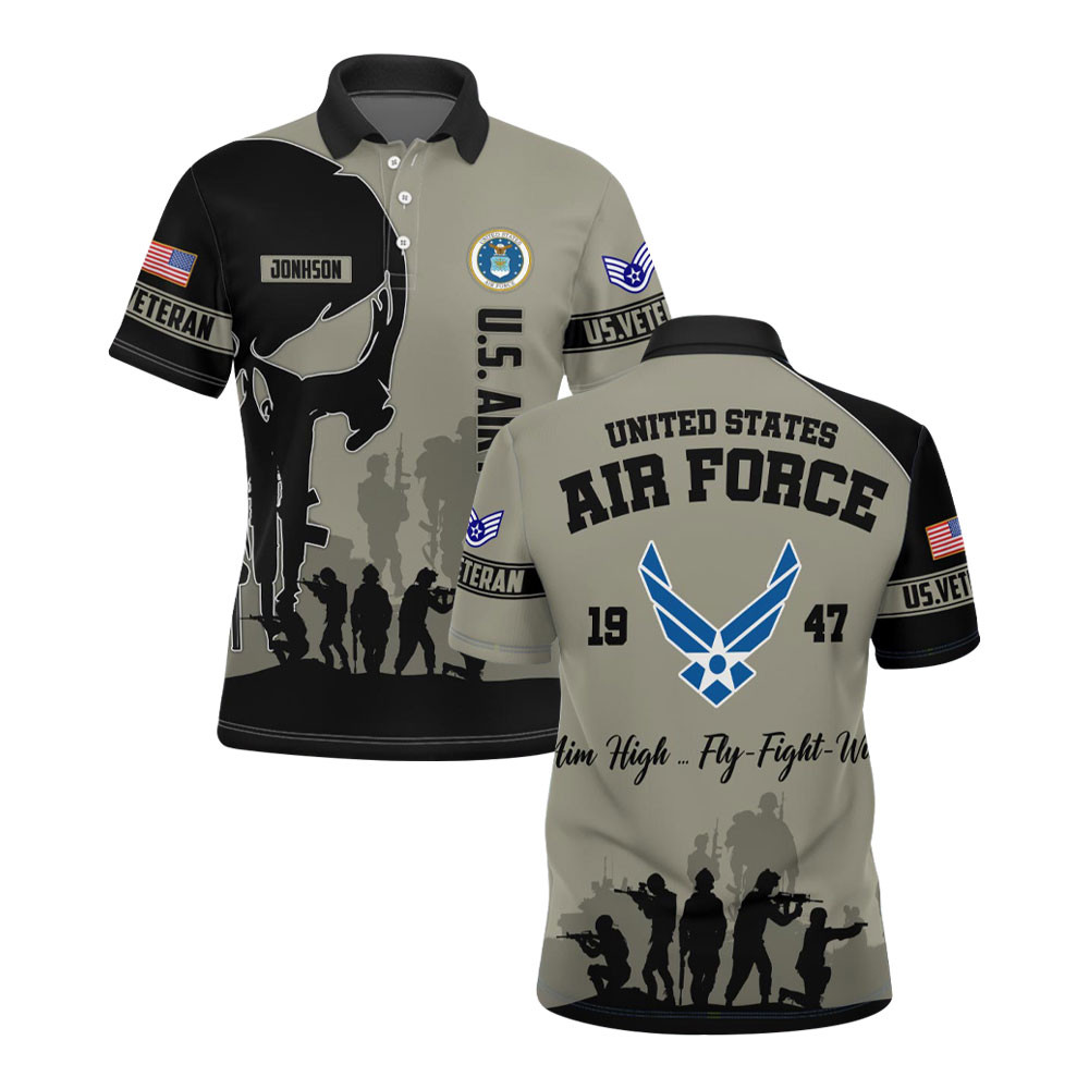 Premium Custom USAF Polo Shirt VPVC219260, Gifts For Air Force Veteran, Gifts For Veterans Day