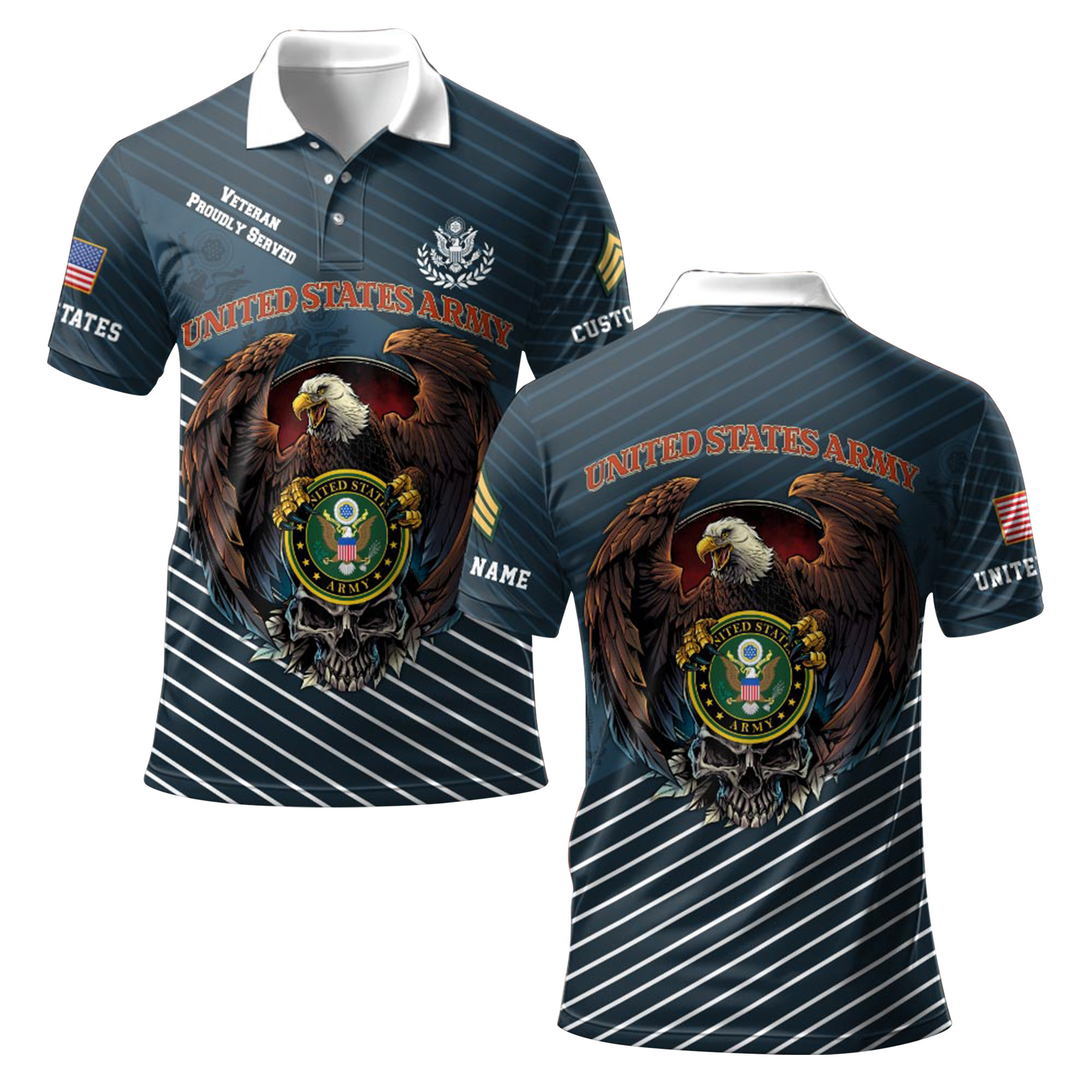 Premium Custom US Army Polo Shirt VPVC219261, Gifts For Army Veteran, Gifts For Veterans Day