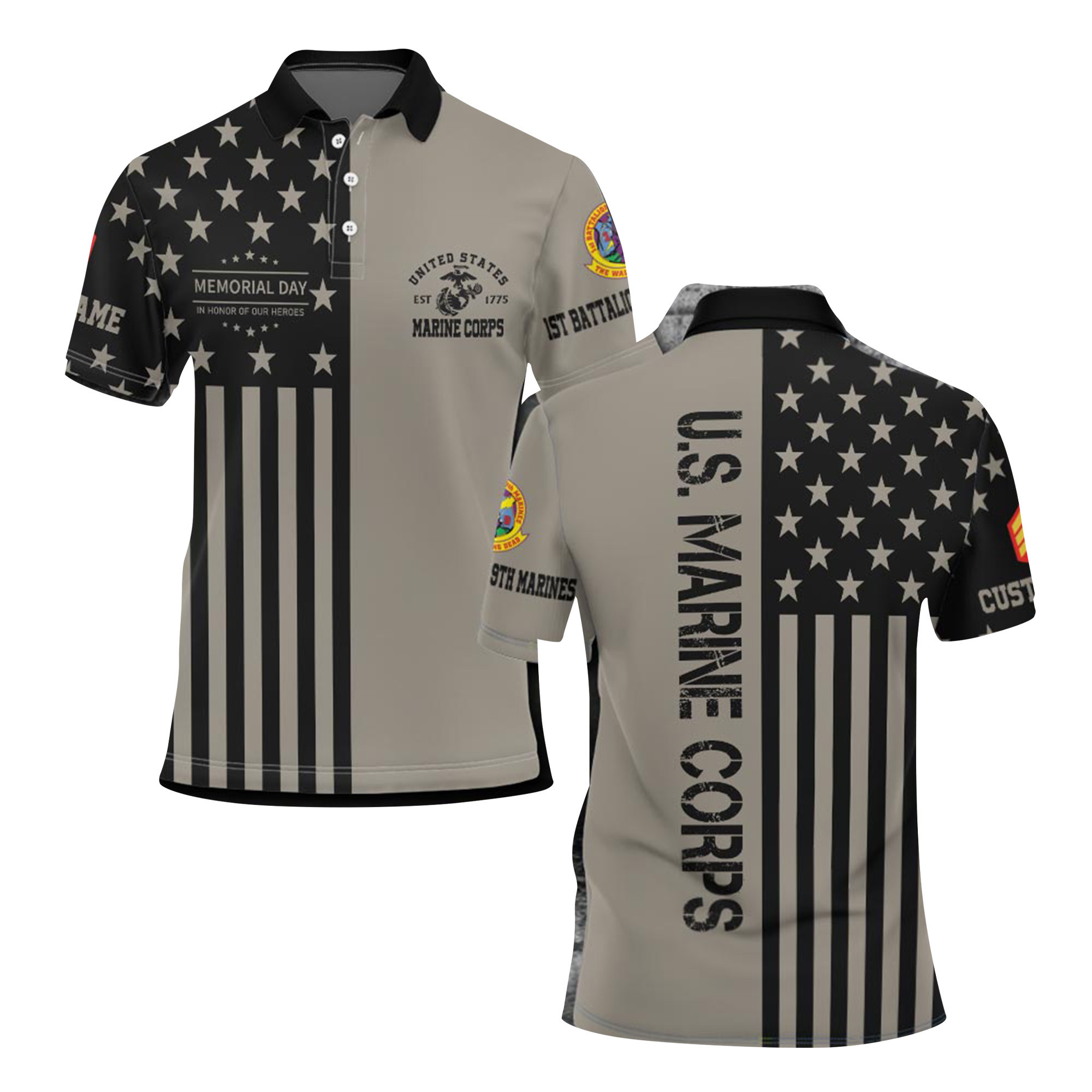 Premium Custom USMC Polo Shirt VPVC219266, Gifts For Marine Veteran, Gifts For Memorial Day, Veterans Day