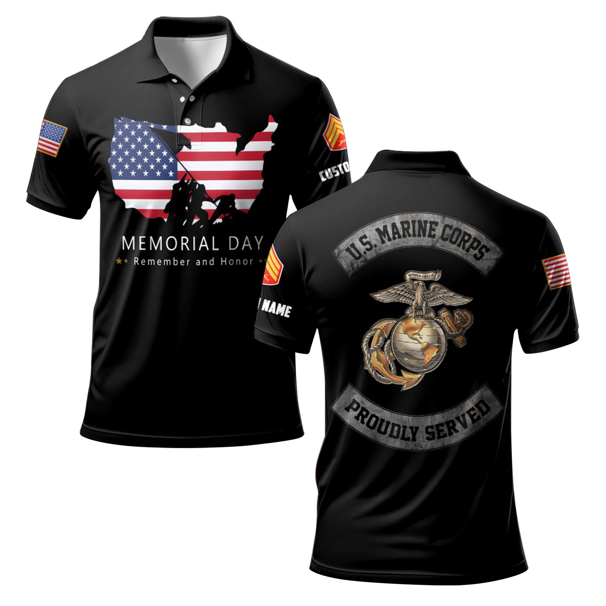 Premium Custom USMC Polo Shirt VPVC219267, Gifts For Marine Veteran, Gifts For Memorial Day, Veterans Day