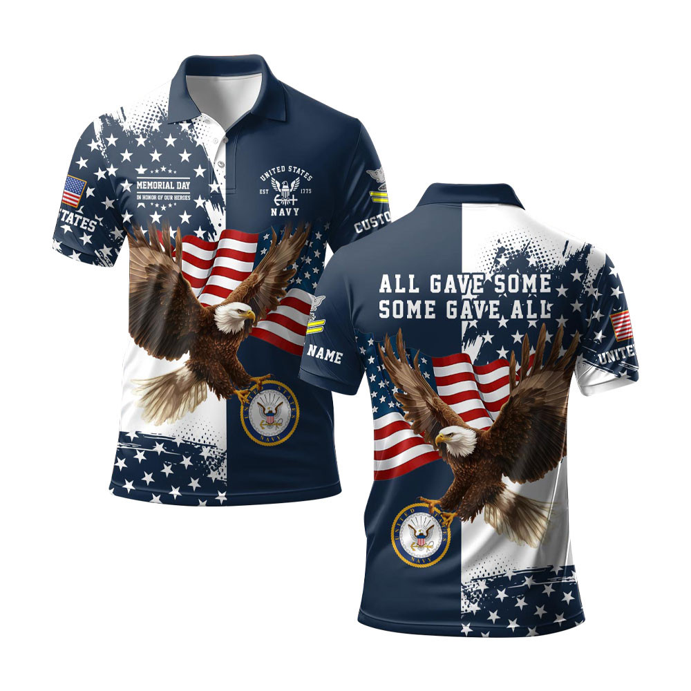 Premium Custom US Navy Polo Shirt VPVC219269, Gifts For Navy Veteran, Gifts For Memorial Day, Veterans Day