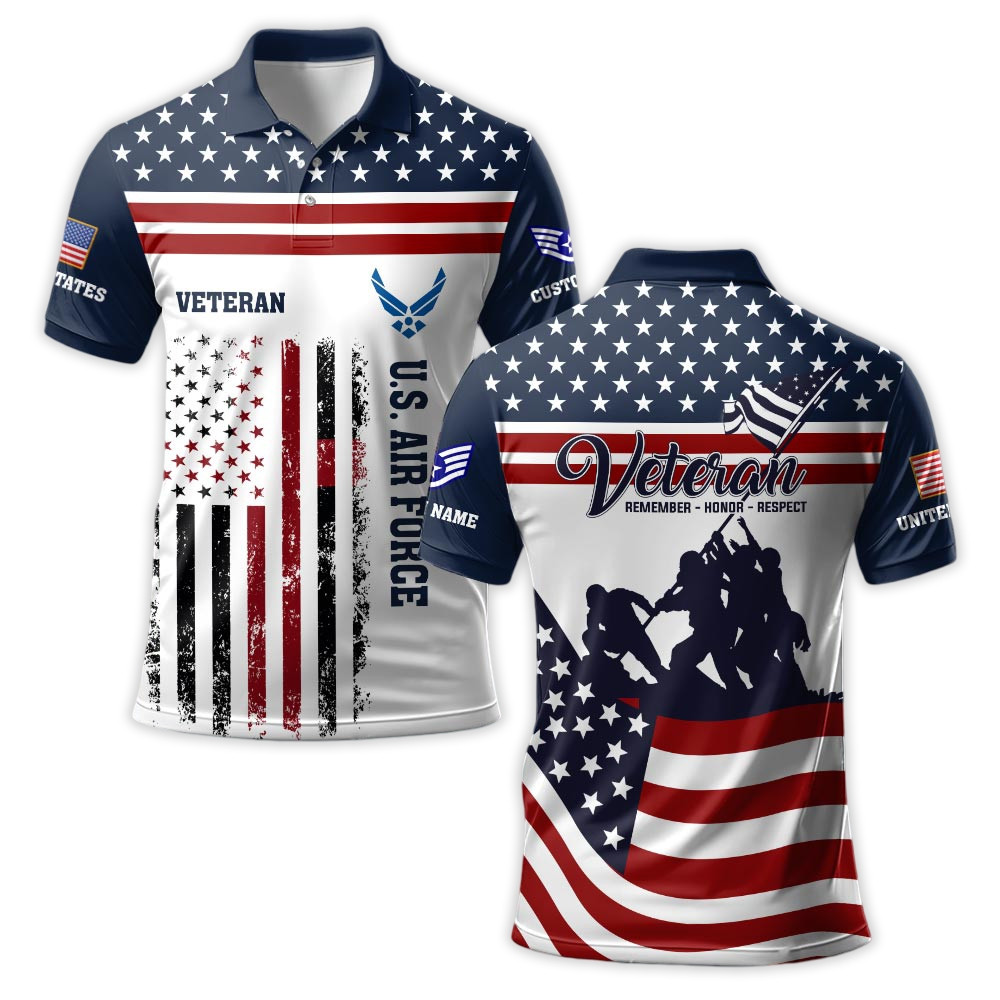 Premium Custom USAF Polo Shirt VPVC219277, Gifts For Air Force Veteran, Gifts For Veterans Day