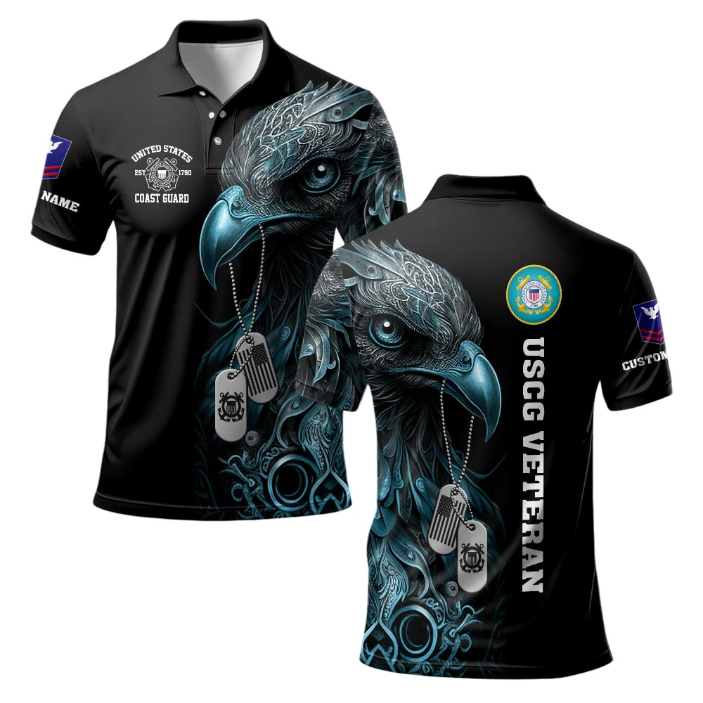Premium Custom USCG Polo Shirt VPVC219279, Gifts For Coast Guard Veteran, Gifts For Veterans Day