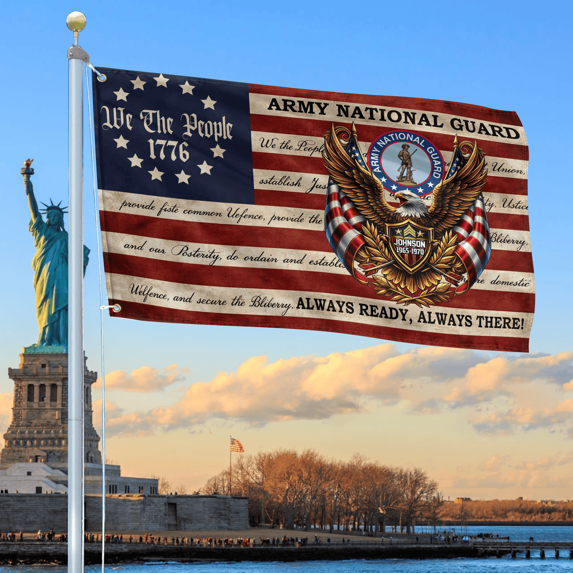 Premium Custom ARNG Grommet Flag VPVC120147, Gifts For Army National Guard Veteran, Best Gifts On Independence Day, Veterans Day